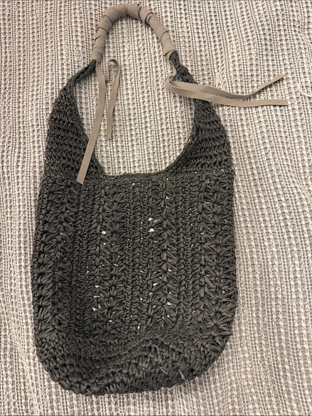 Handwoven Black Crochet Shoulder Bag